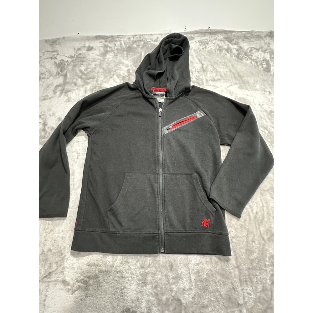 AND1 Jacket Hoodie Boys Size XL Black Full Zip Up Pockets Hooded EUC